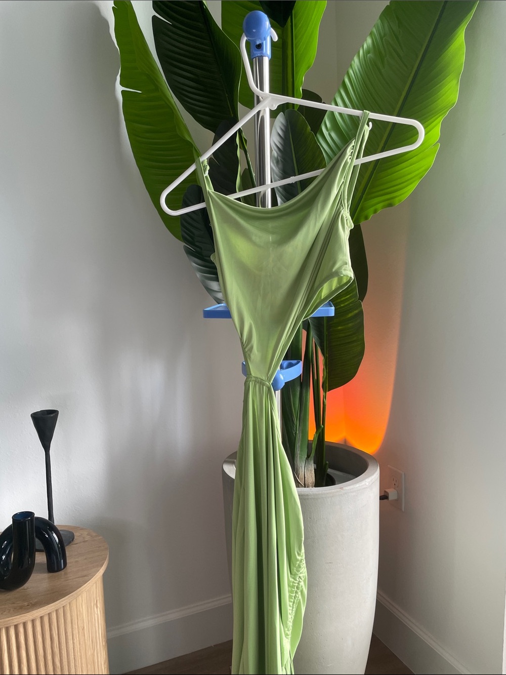 Light Green Draped Maxi Slip Dress